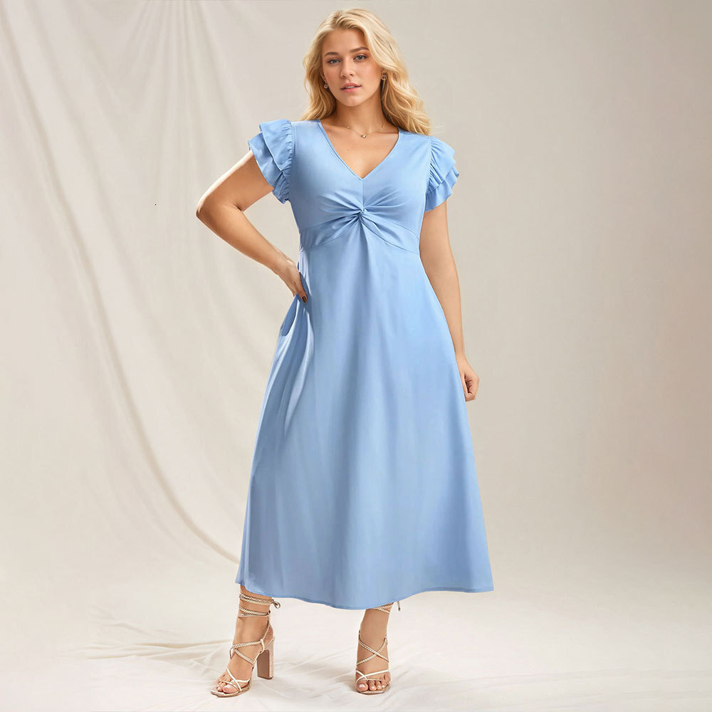 Large Size Womens Sweet and Age Reducing Dress with a Waist Cinching Flesh Covering Slimming and High-end Feel Long Skirt