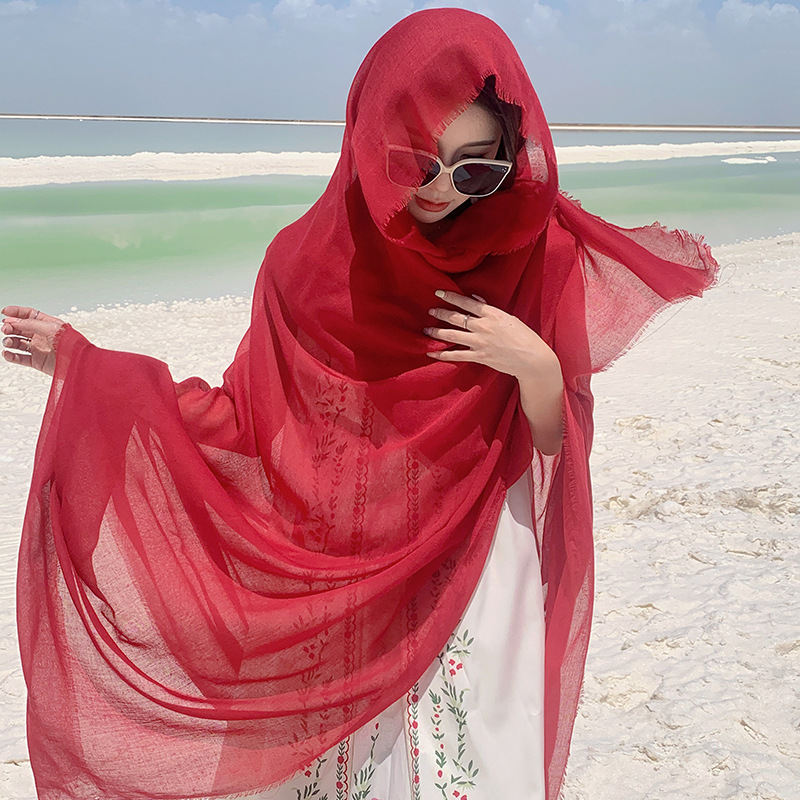 K737 Summer seaside vacation photography cloak large cloak leisure comfortable breathable scarf cloak ethnic style travel shawl