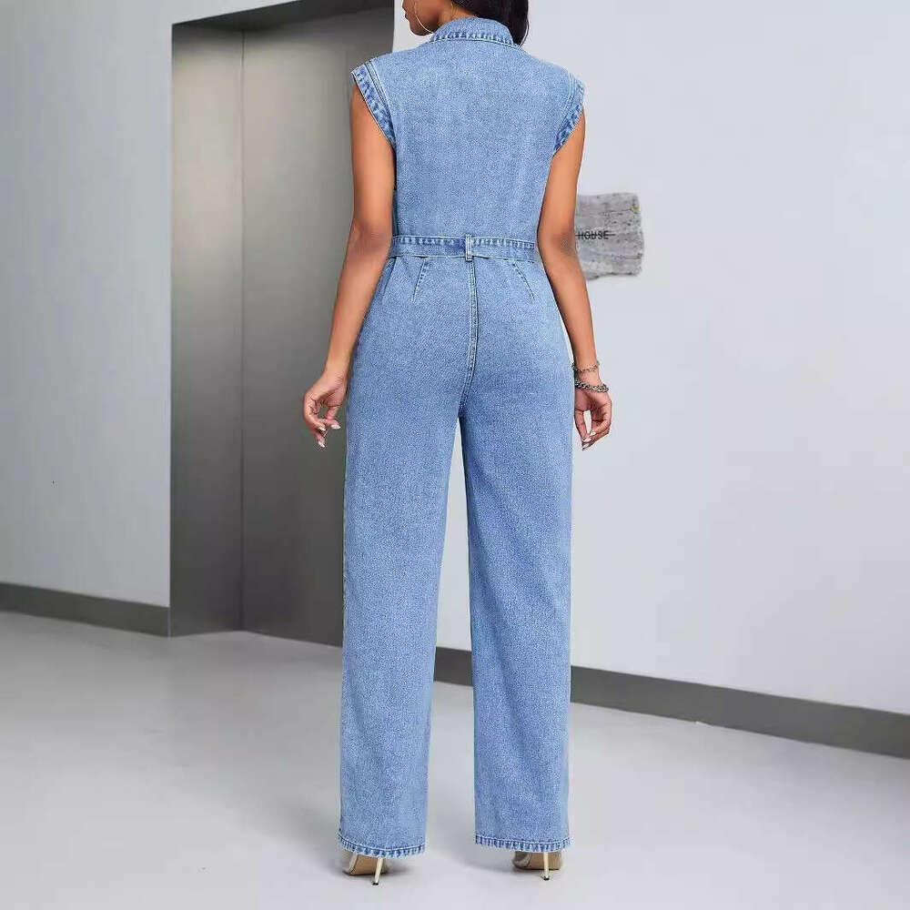 Wide Leg Jumpsuit Fashion Cowboy Women S Sleeveless Casual Jumpsuit Pants Jeans