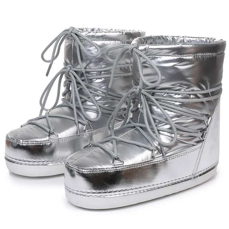 2024 Winter Lace-up Ankle Women Snow Brand Design Classic Platform Waterproof Non-slip Cotton Woman Ski Boots