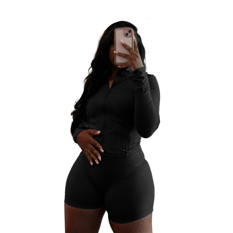 Women Tracksuits Two Pieces Set 2025 New Fashion Sports Leisure Sexy Tight Long Sleeve Shorts Sportwear 16 Colours