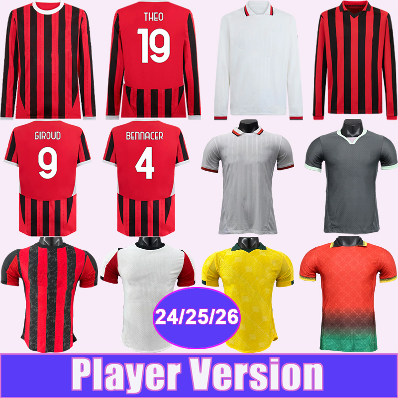 24 25 26 THEO GIROUD Mens Player Soccer Jerseys CALABRIA BENNACER ADLI KALULU TOMORI KJER Home Away 3rd GK Commemorate Football Shirts