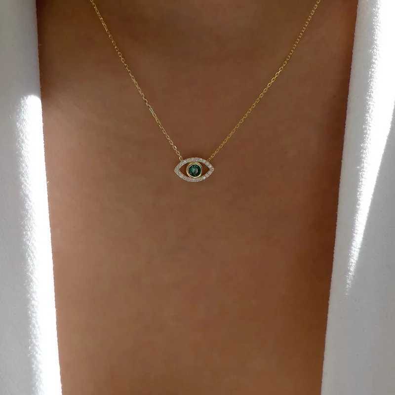 Zircon Evil Eye Necklace for Wen Gold Color Choker Chain Turkish Blue E Pendant Necklace Lucky Jewelry Gift collier femme X250516