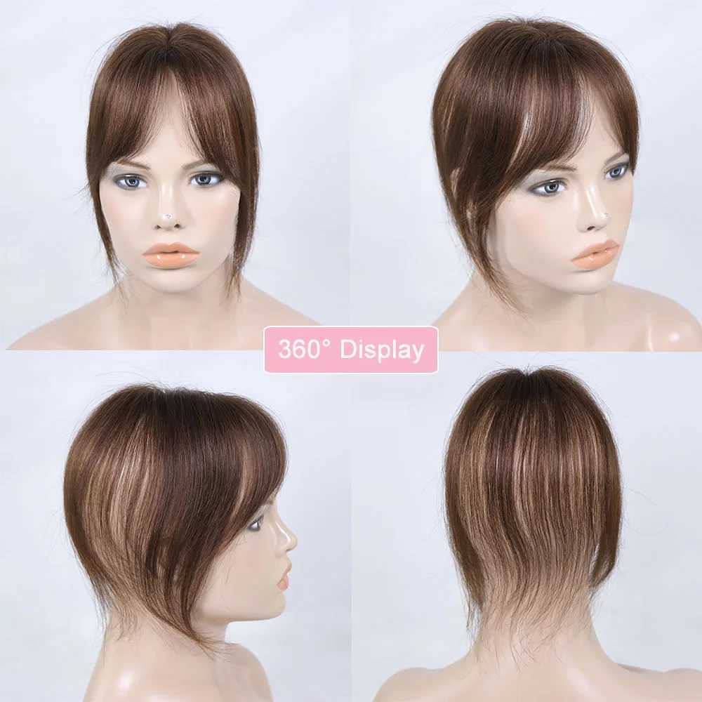 3D Bangs Human Hair Invisible Seamless French Wispy Air Bangs Brown Overhead Fringe with Temples Hairpiece for Women Topper R250516