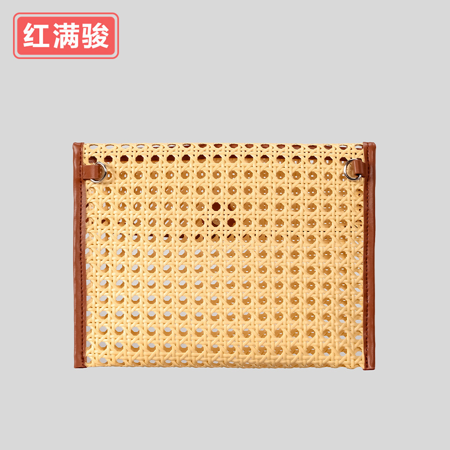 2025S designer rattan hand woven single shoulder crossbody women vacation hollow beach flip small square bag handbag