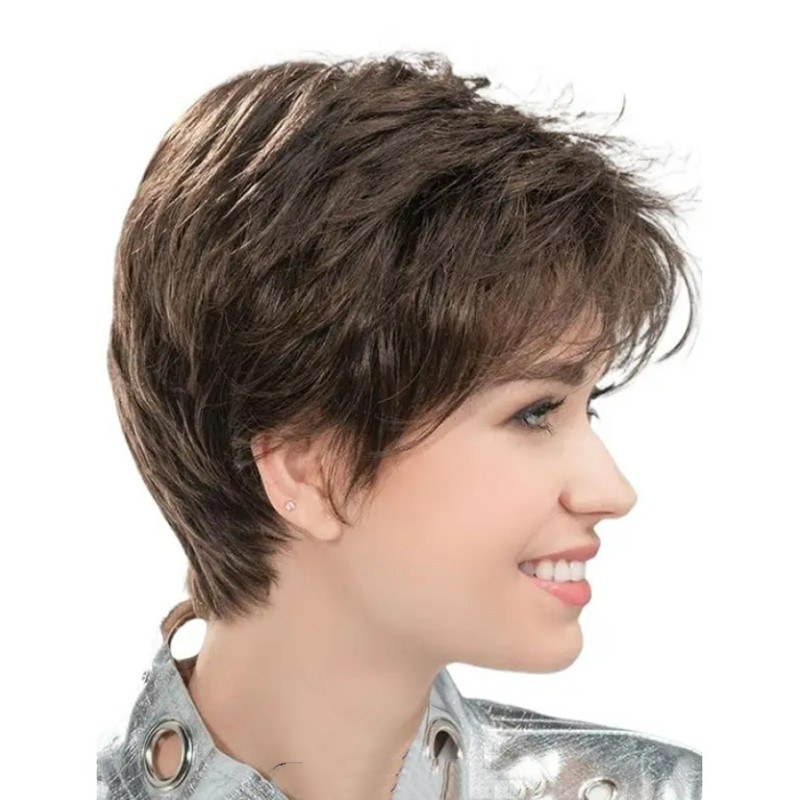 Chic Elf-Themed Synthetic Human-Like Short Wigs for Daily Use