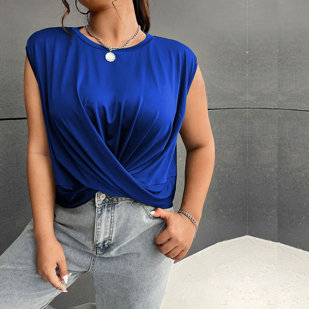 Spring/summer New Large Womens Ins Fashion Casual Round Neck Sleeveless Tank Top
