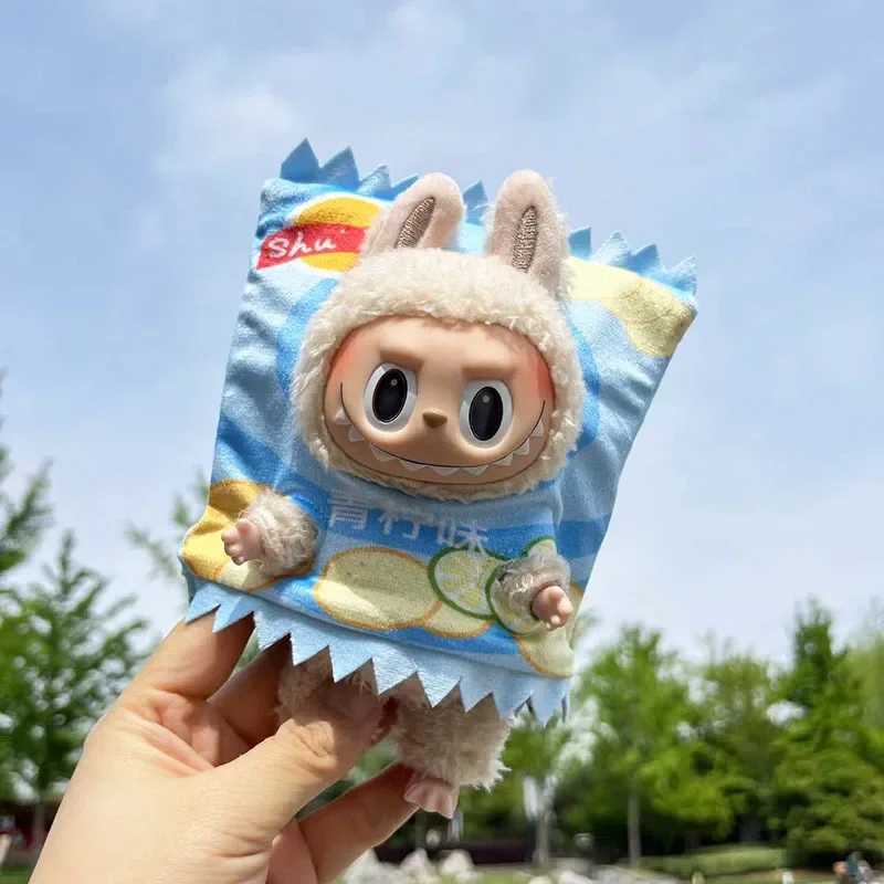17cm Cute Mini Plush Outfit Accessories For Labubu Dolls Clothing Kid Gift Potato Chip Packaging Clothes Free shipping