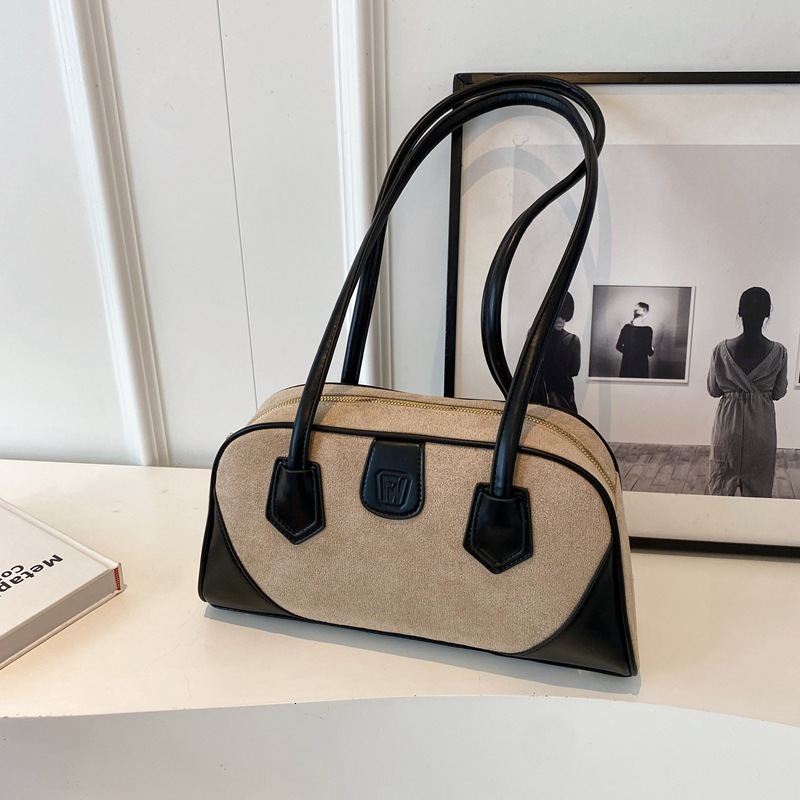 2025S designer women new high beauty splicing shoulder Boston bag versatile and niche pillow bag