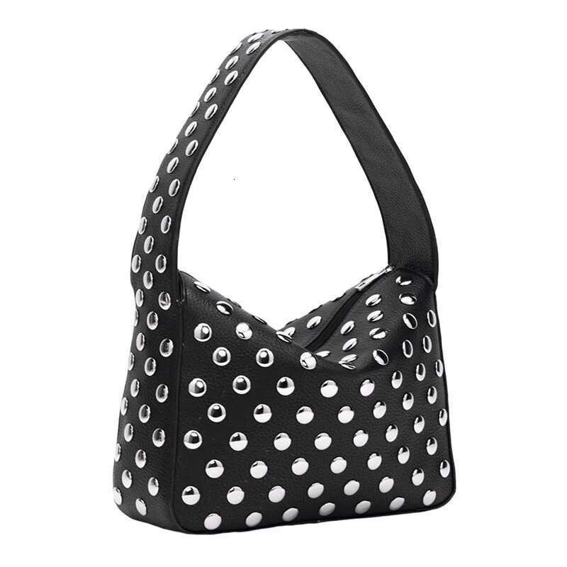 Fashion Rivet Women Shoulder Bags Punk Style Lady Handbags Pu Leather Pillow Shaped Female Trend Underarm Bag