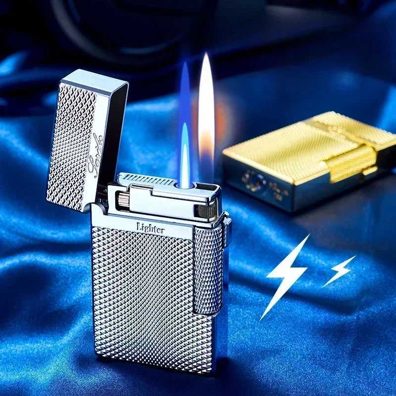 Metal Windproof Torch Gas Lighter Double Flame Butane Lighter Smoking Accessory Gadgets for Men Gift Cigarette LighterT250516