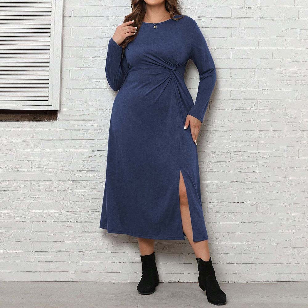 Plus Size Womens Simple and Elegant Style Dress Versatile Autumn and Winter Fashion Commuting Mid Length Skirt
