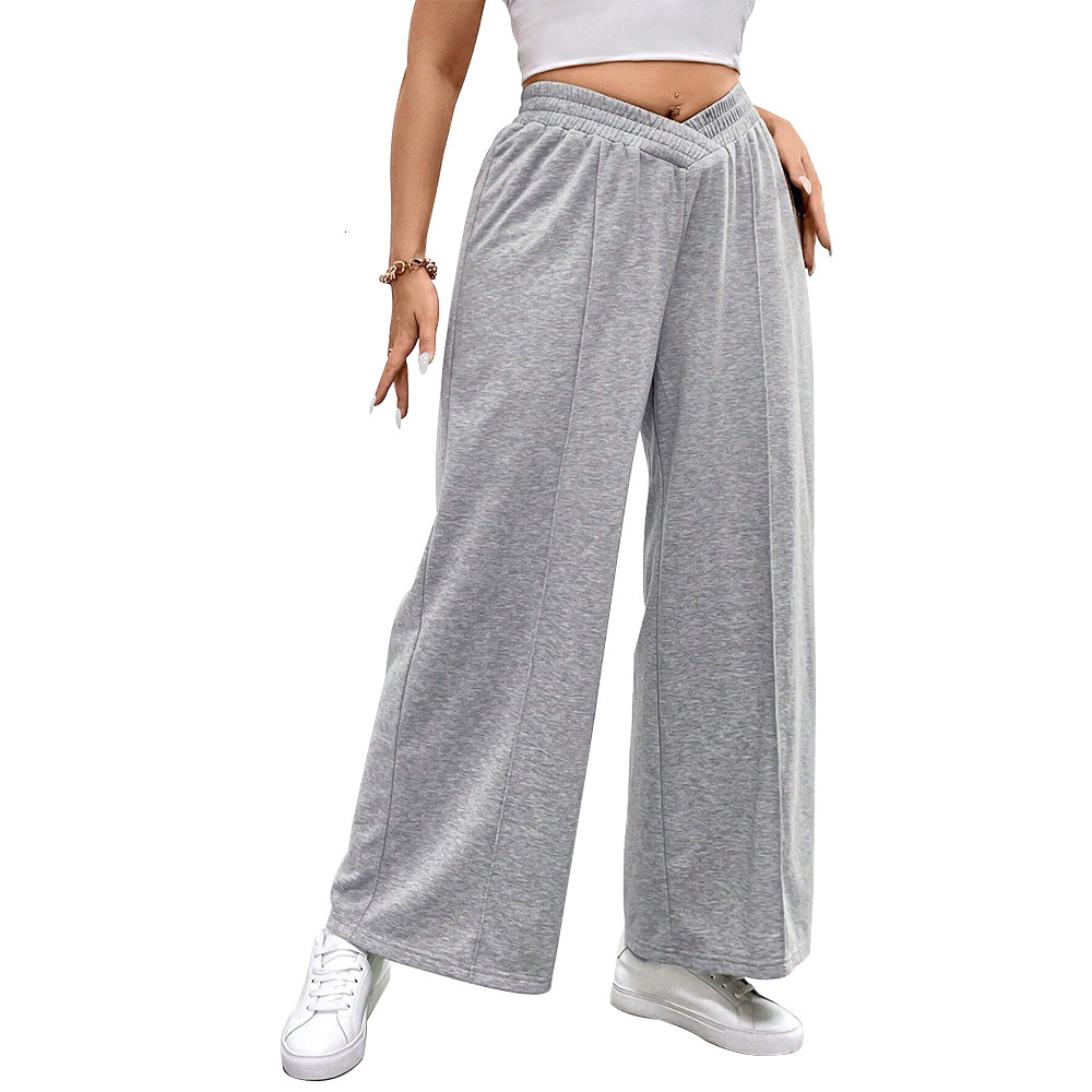 Large Size Womens Clothing Autumn and Winter New Item Elastic Waist Casual Wide Leg Pants Fashionable Sports Pants Pants