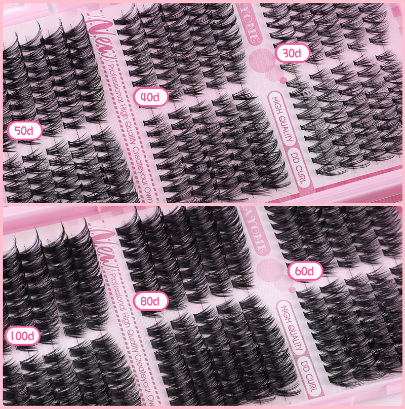 DIY Individual Eyelashes Natural Thick Lash Clusters Kit with Lash Bond & Seal Handmade Reusable DIY Segmented Eyelash Extensions Makeup for Women