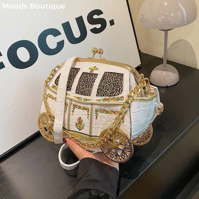 Royal Carriage Evening Clutch Purses For Women Embroidery Dinner Party Cross Body Bag Gorgeous Crocodile Handbags