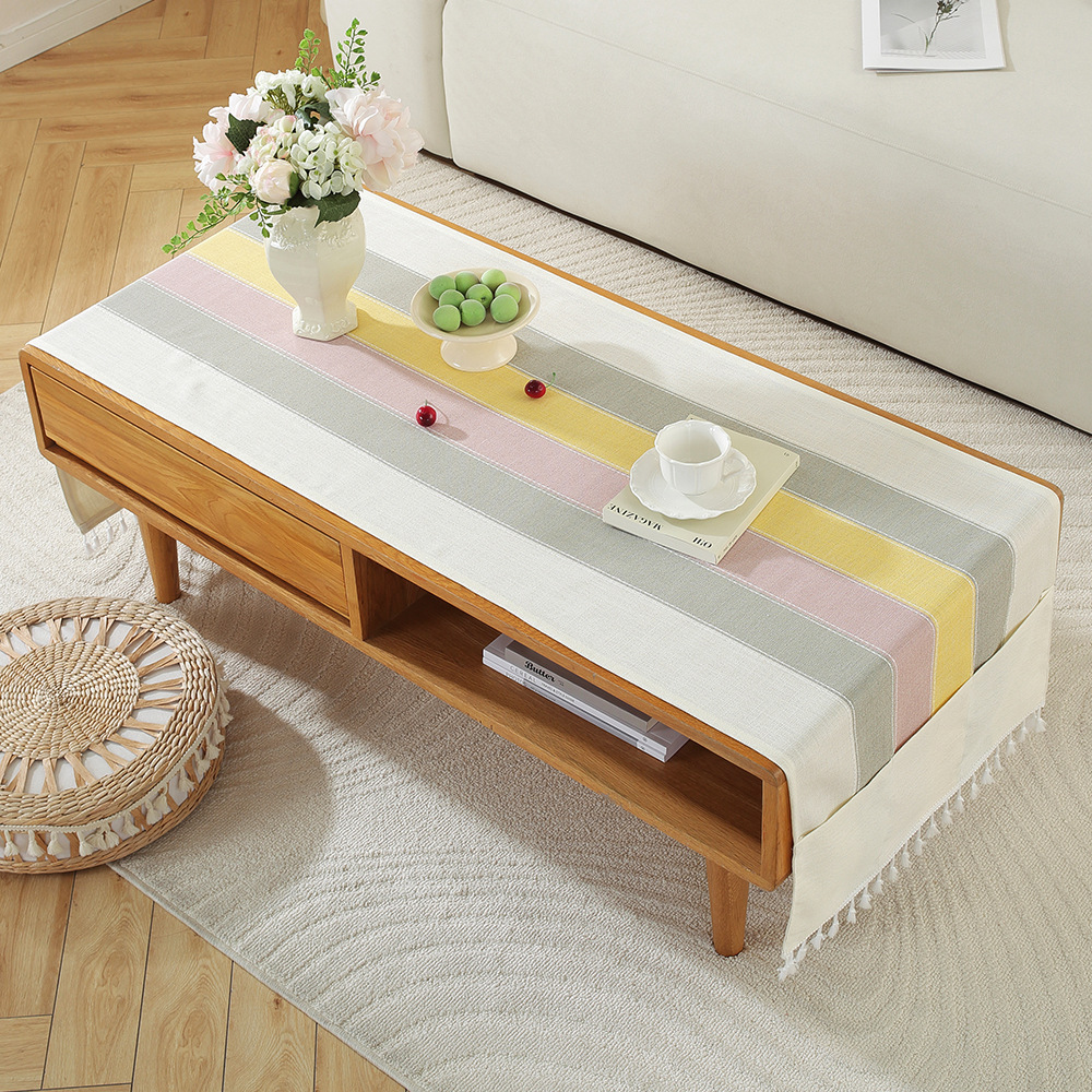 A751 Nordic home modern simple cotton and linen storage cover cloth rectangular tablecloth living room TV cabinet coffee table cover towel spot