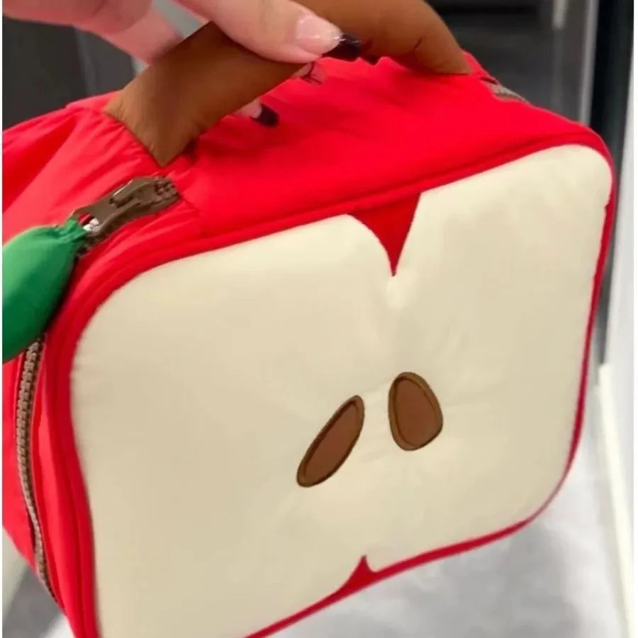 Cartoon Apple Pattern Makeup Bag Women Travel Storage Pouch Cosmetics Toiletry Storage Pouch Females Handbag Christmas Gift 250530