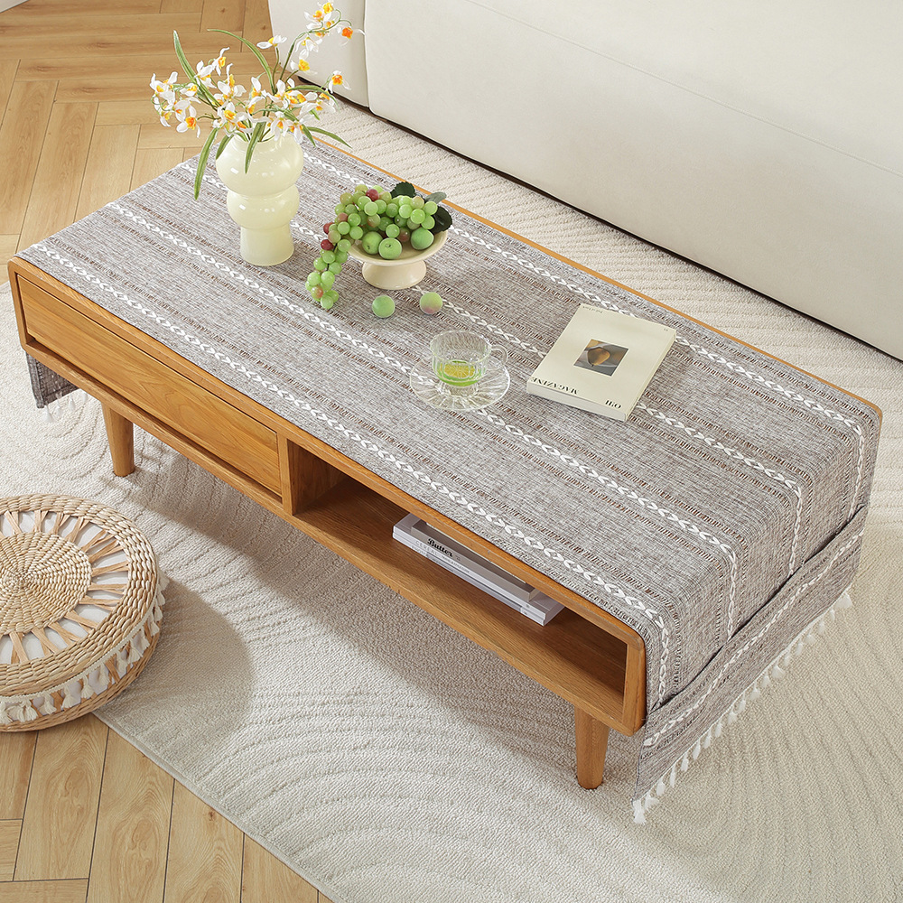 A744 Nordic home modern simple cotton and linen storage cover cloth rectangular tablecloth living room TV cabinet coffee table cover towel spot
