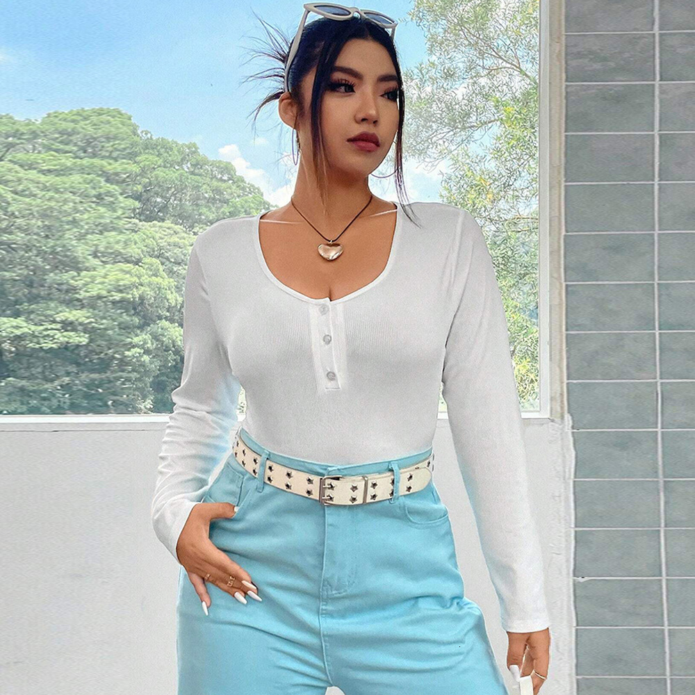 Large Size Womens Clothing Autumn and Winter New Item Slim Fit Elastic Knitted Long Sleeved T-shirt Casual Versatile Top