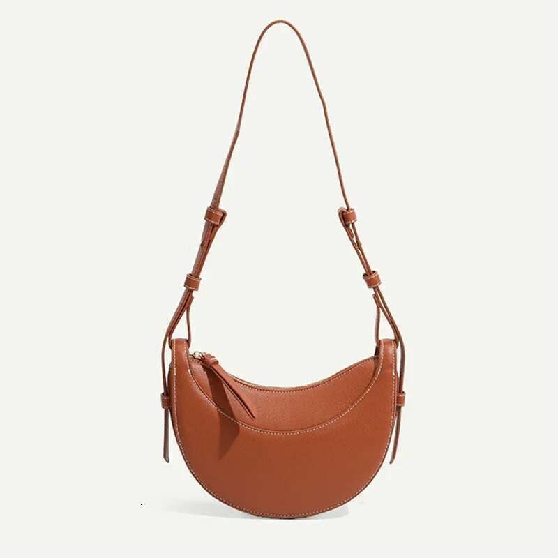French Niche Crescent New High-end Leather Saddle Single Shoulder Crossbody Armpit Bag For Women