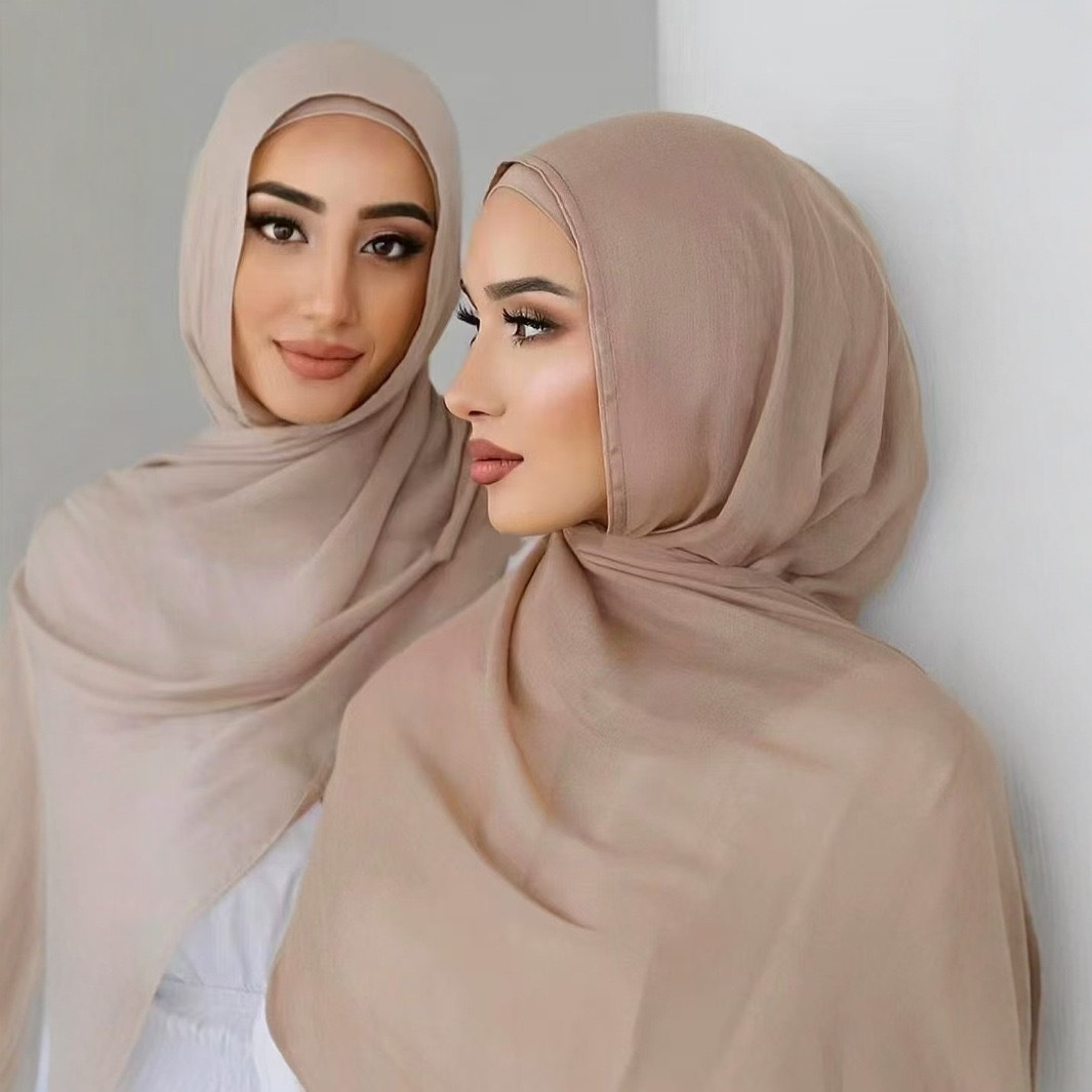 K741 Cross-border cotton modal double needle wide-edge headscarf monochrome high quality breathable shawl scarf factory