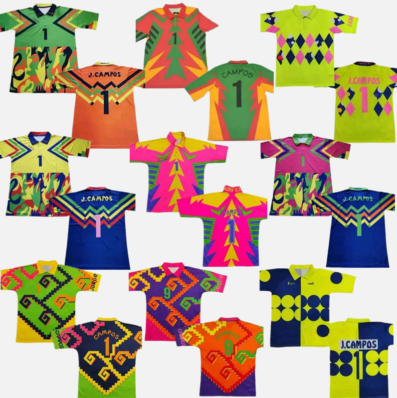 S-2XL Retro Jorge Campos Soccer Jerseys EI inmortal Campos J Navarrete bright contributed portero goalie Uniforms Men Football Shirt 000