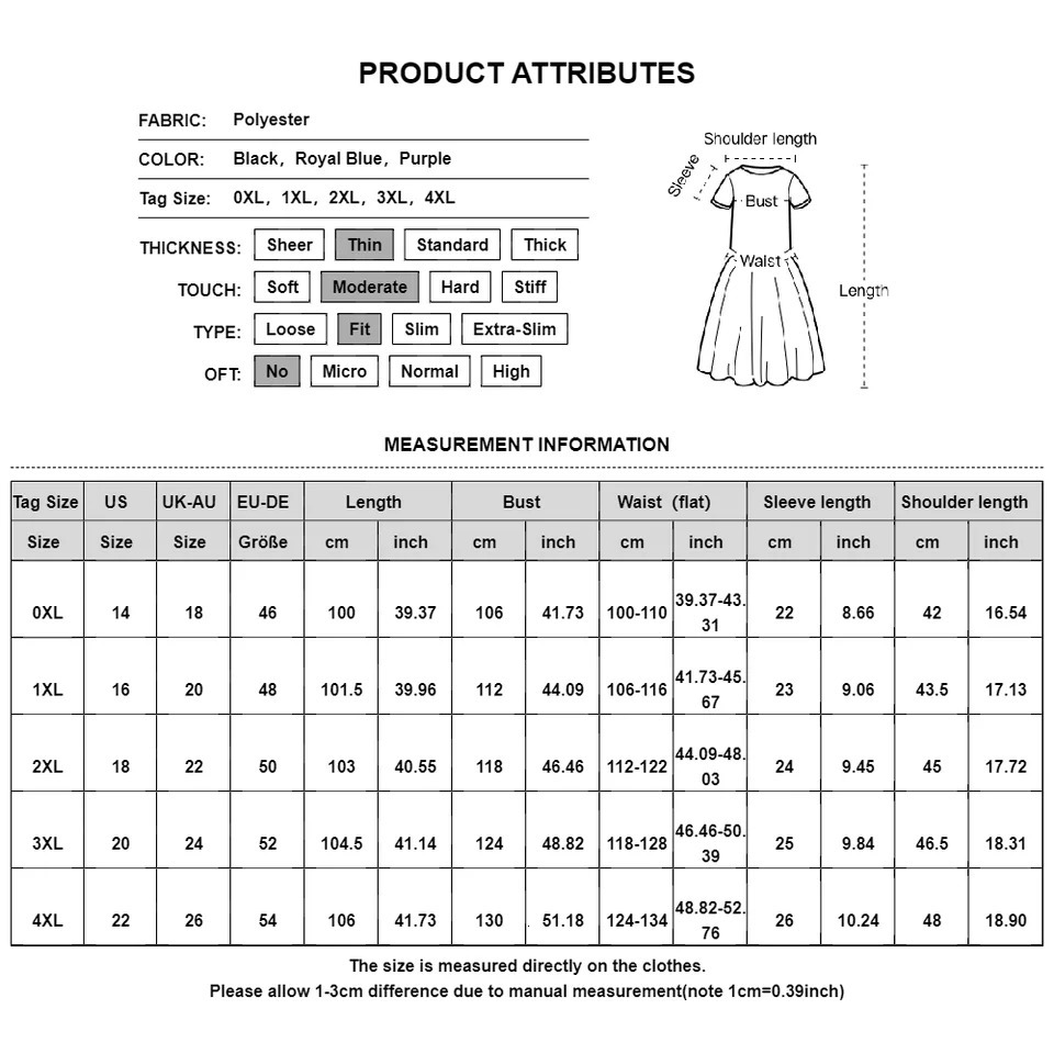 Women Summer Solid Short Sleeve V-Neck A-Line Dress Plus Size Ladies Casual Elegant Sundress Clothing 250515