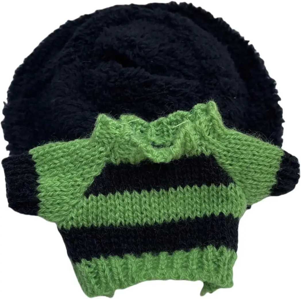 Clothes Compatible Labubu 17cm with hat and Dolls Accessories Premium Outfit (Black-Green) Free shipping