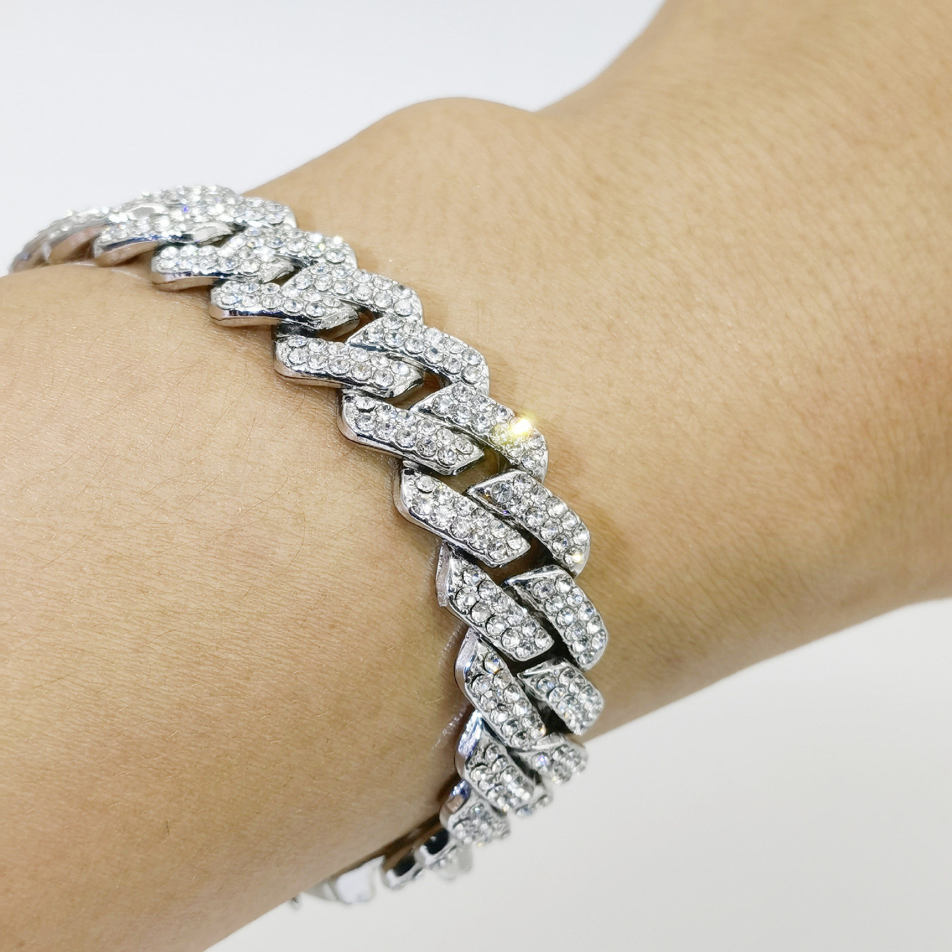 High-Quality 14mm Full Diamond Cuban Link Necklace for Men - Hip Hop Style Chain - Wholesale Cross-border Fashion Jewelry