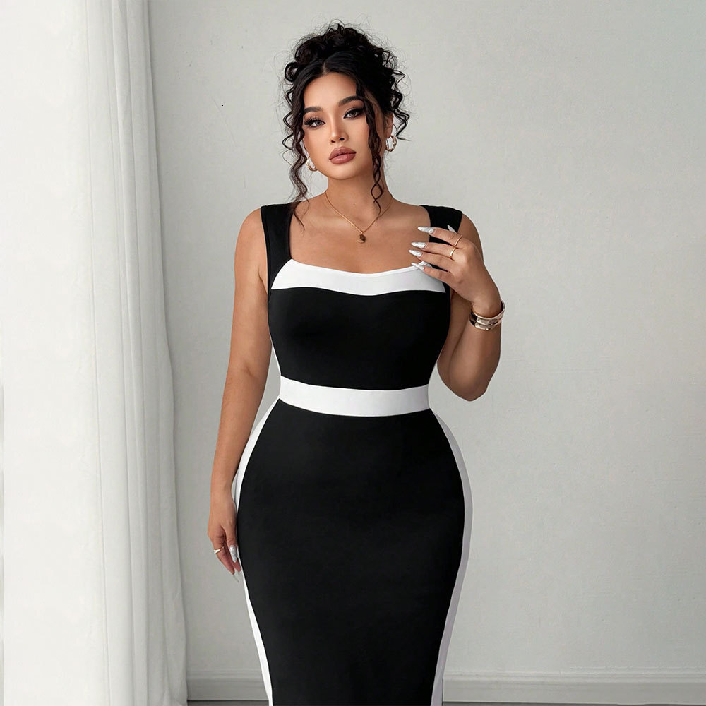 2025 Plus Size Womens Elegant and Intellectual Style Dress Summer New Style French Contrasting Mid Length Skirt