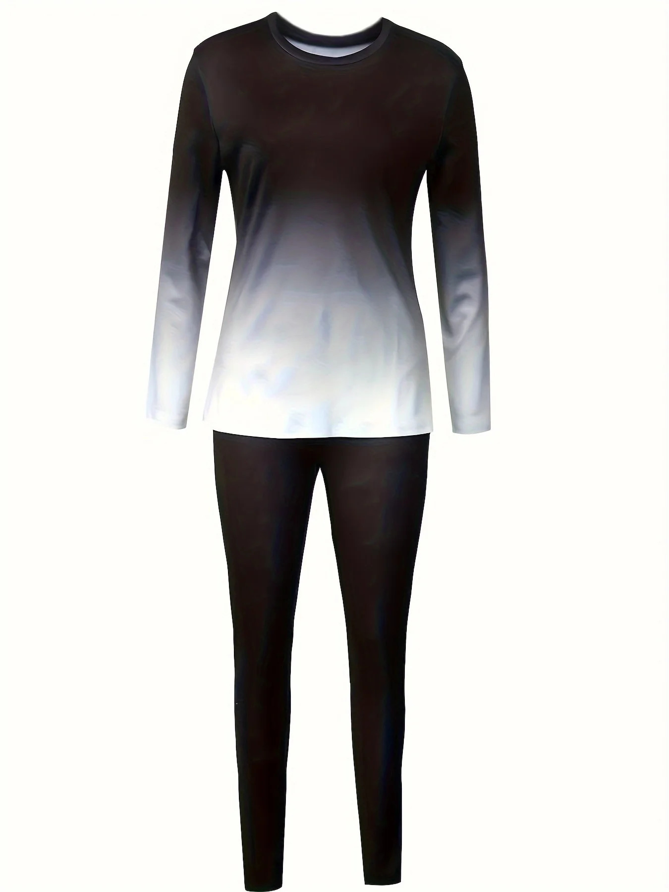 Europe and the United States plus size spring autumn round neck gradient long sleeve trouser set 250513Z