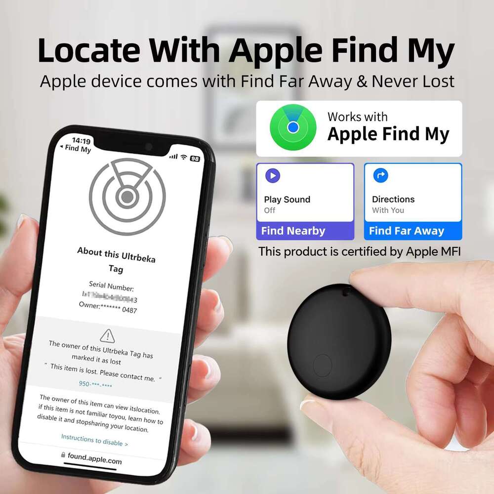 MFi Certified Smart Gps tracker Bluetooth Air Tag Finder for Wallet Keys and Personal Items