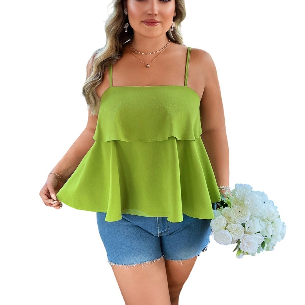 Large Size Womens Simple and Fresh Style Vest Summer New Style Casual Design Camisole Top