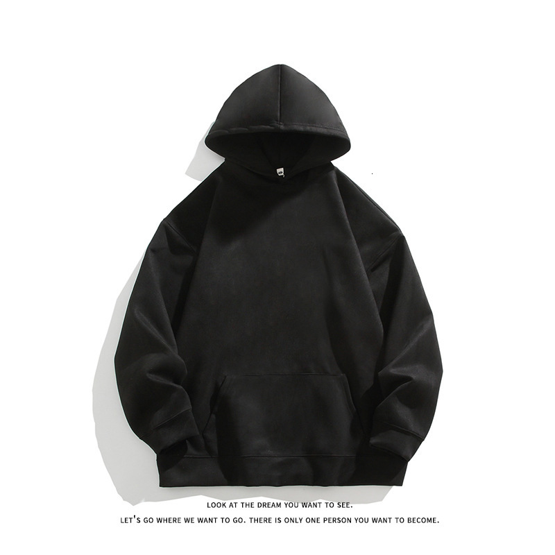 400g suede hooded sweatshirt men's 2024 autumn and winter new item solid color loose casual clothes