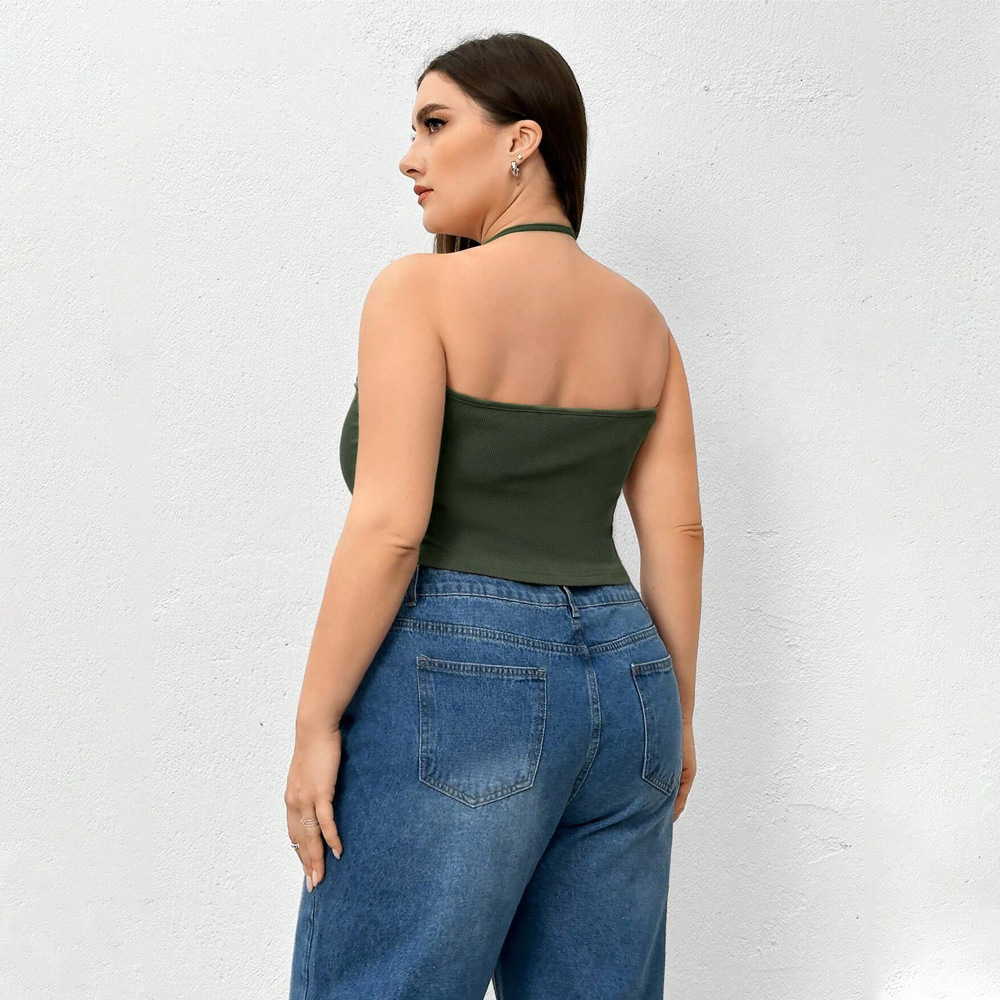 Oversized Womens Clothing with a Base Layer a Hanging Neck Camisole a Tank Top and a Spicy Knit Top Worn Outside