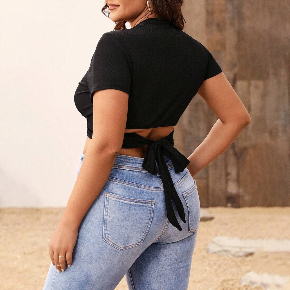 Spring New Strap Slim Fit Base Shirt with V-neck Solid Color Design and Temperament Spicy Girl Short Top