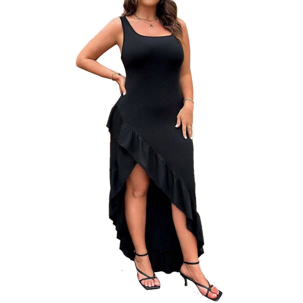 2025 Plus Size Womens Spring and Summer New Style Sexy Temperament Dress High Waisted Sleeveless Mid Length Skirt