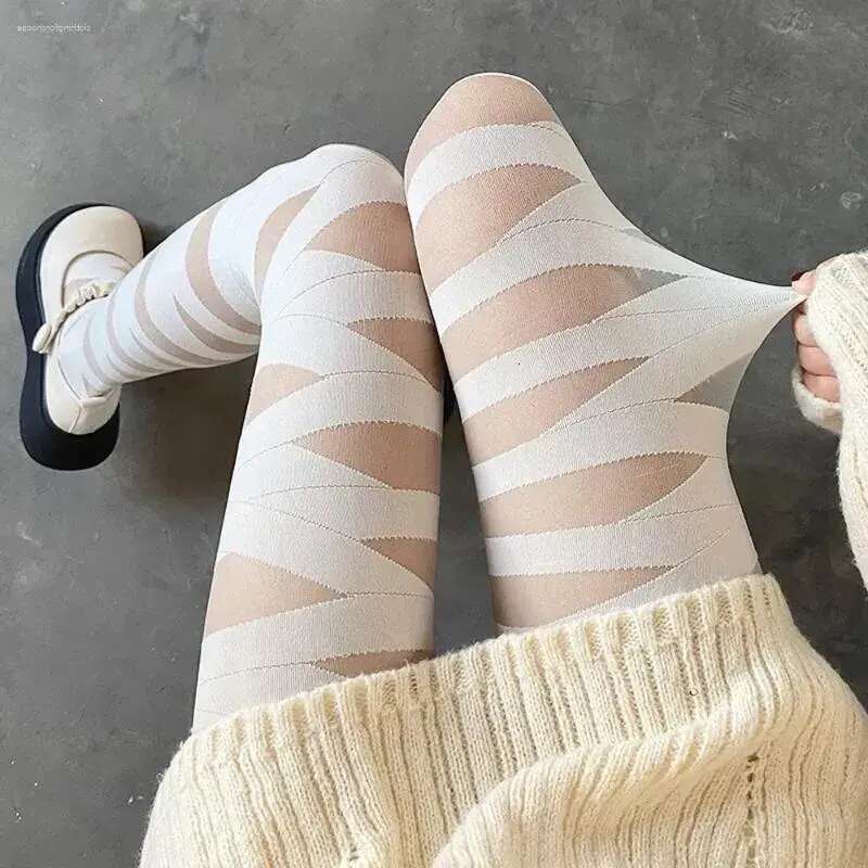 Women Socks Elegant Sexy Cross Glass Silk JK Thin Mesh Pantyhose Stripe Korean Stockings Tights designer bag