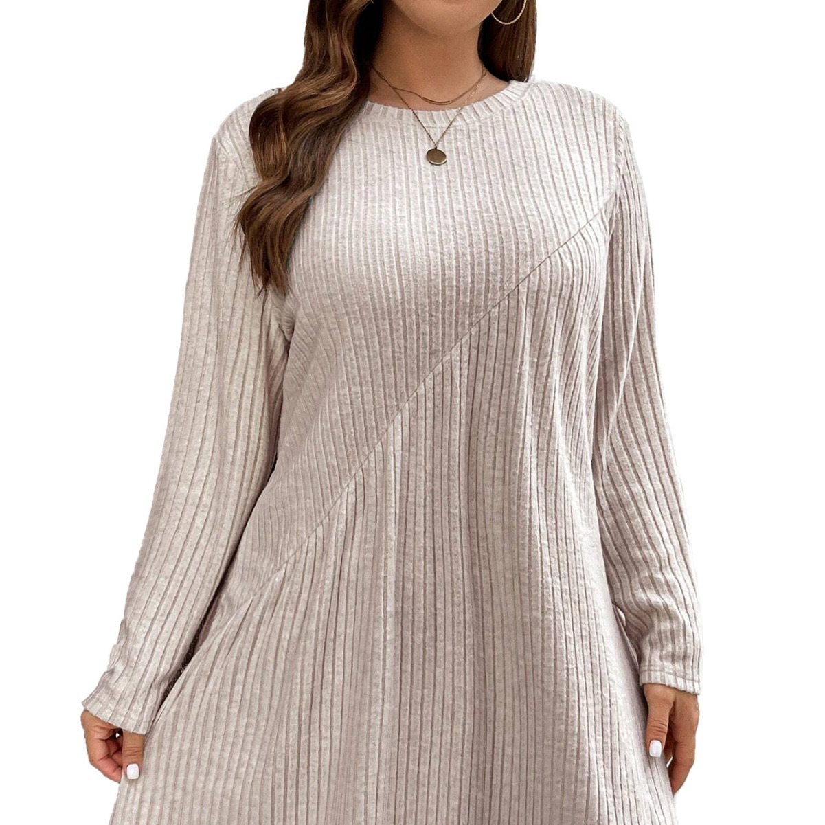 Plus Size Womens Elegant and Intellectual Style Dress for Autumn and Winter Loose Fitting and Slimming Mid Length Skirt