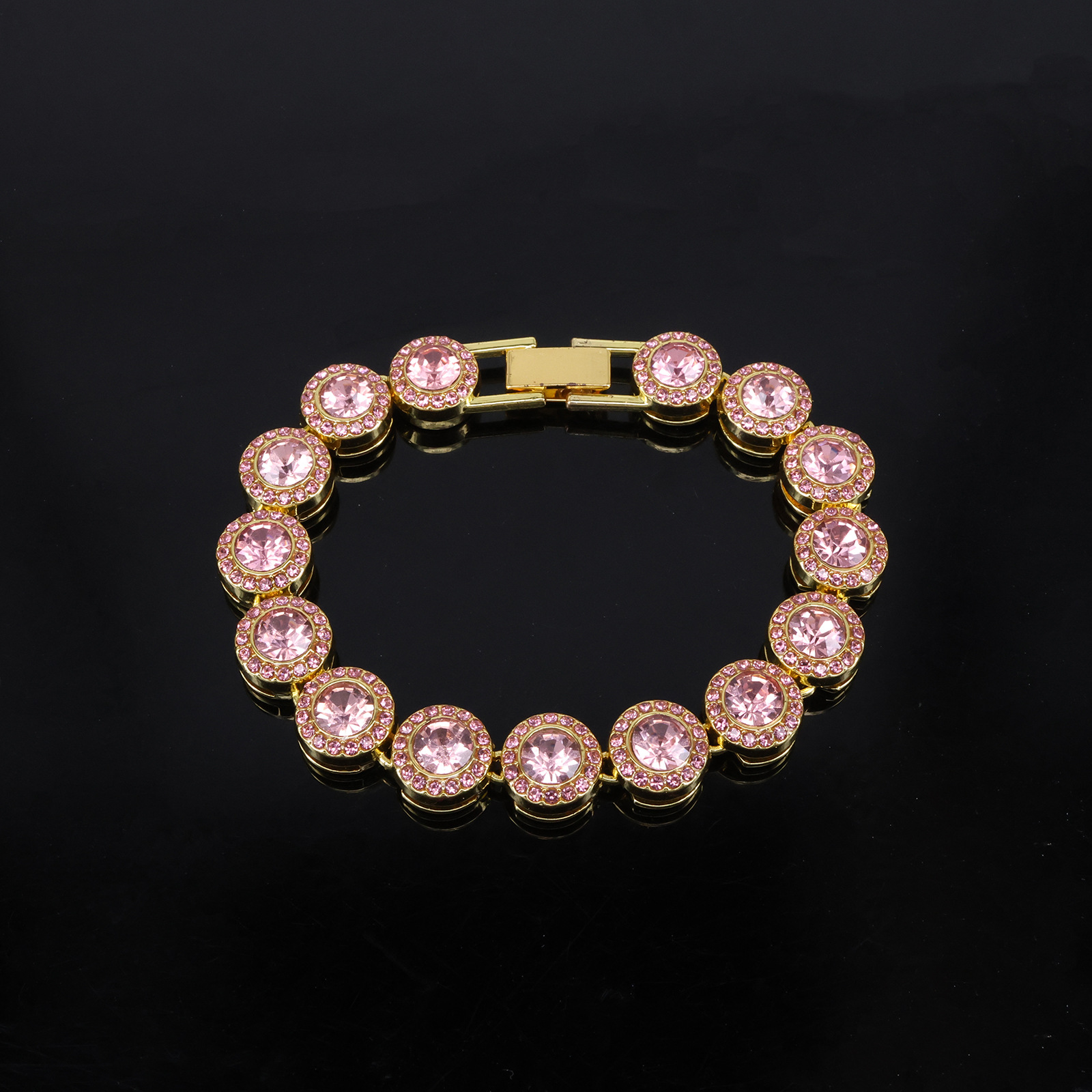 Trendy 12mm Round Rhinestone Cuban Link Necklace for Men & Women, Hip-Hop Style, Gold-Plated with Large Diamonds