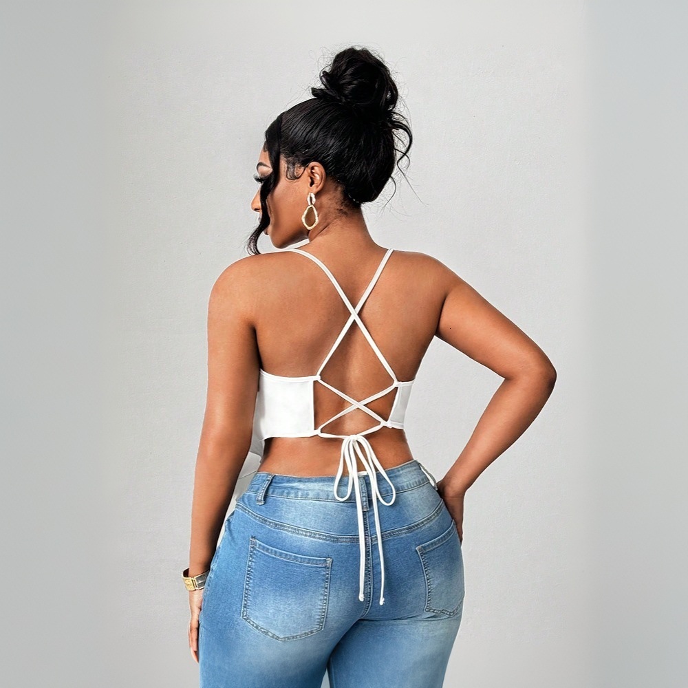 Large Size Womens Sexy Camisole Vest Summer New Item Backless Design Sleeveless Top