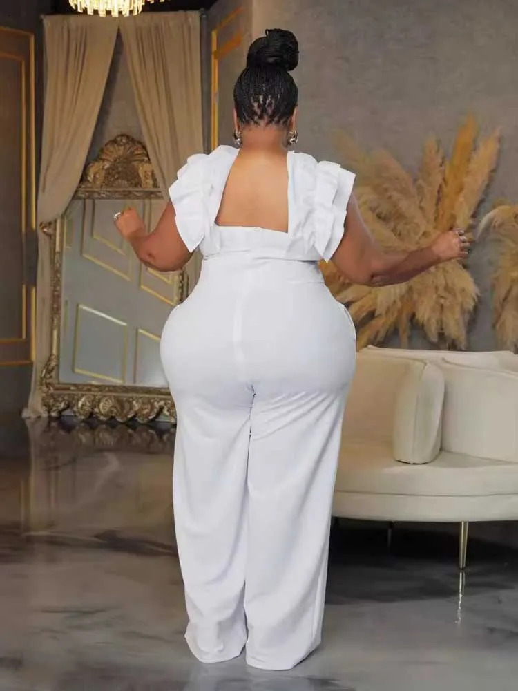 Women Elegant Long Jumpsuits One Piece Outfits Female Jumpsuit Solid Backless Streetwear Zipper Plus Size Summer Jumpsuit Pant 250515