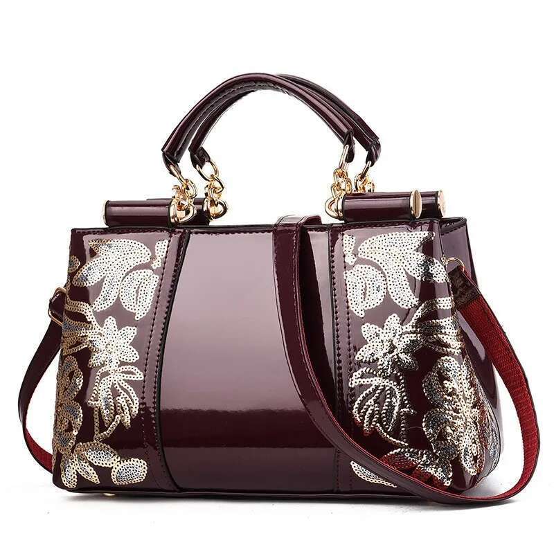 Patent leather glossy bride wedding atmosphere handbag large capacity women's shoulder messenger bag