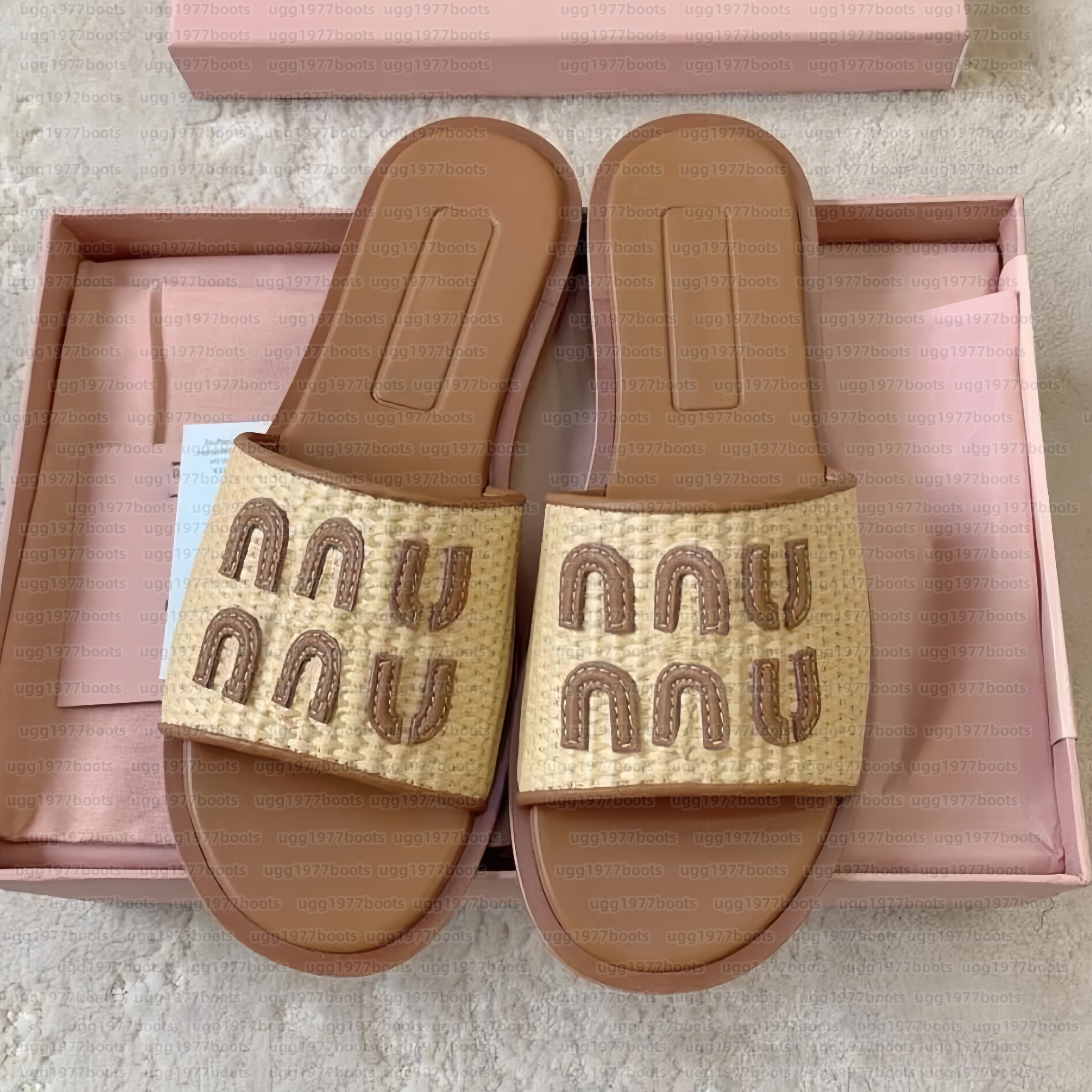 Slippers designer With Box sandals women shoes platform slides sandale womens flip flops flat slipper outdoor real leather womens outside sliders best quality