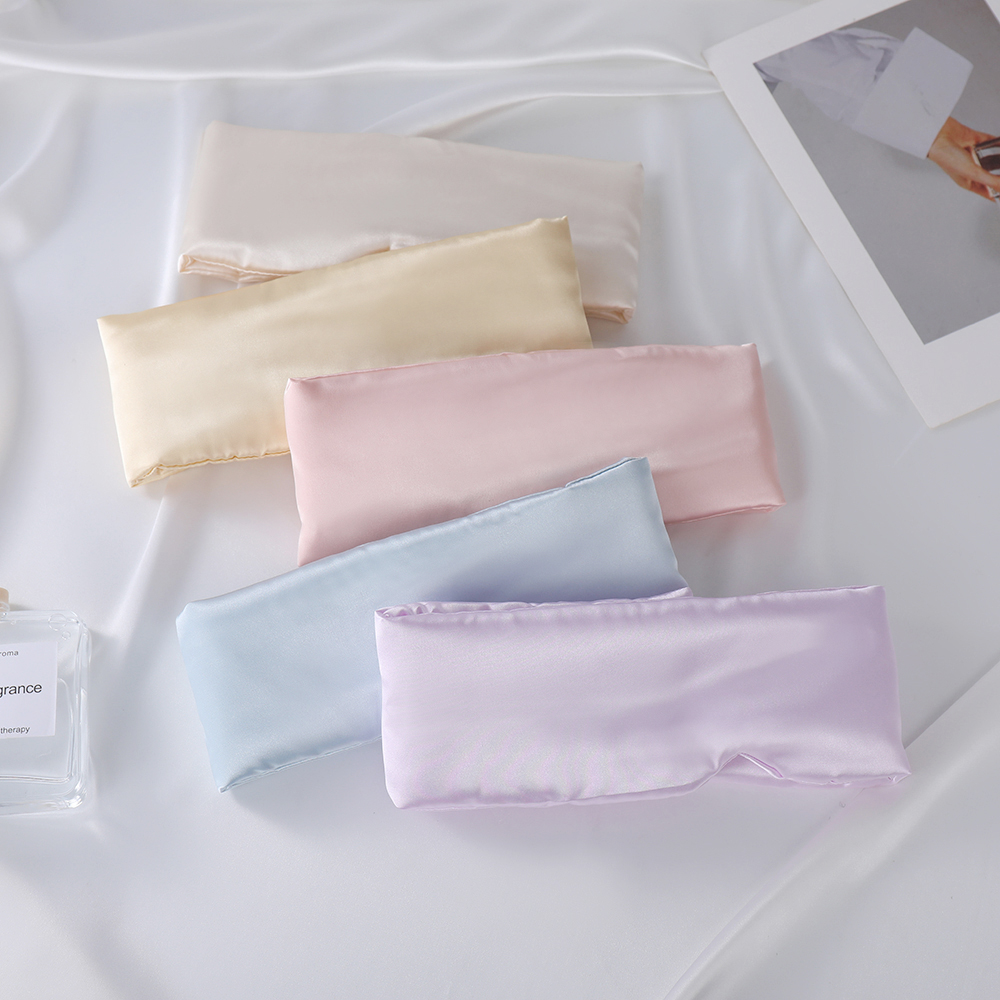 The faux silk eye mask is fully wrapped to block light. It is a large sleep eye mask that is portable, comfortable and breathable for home, nap, trave