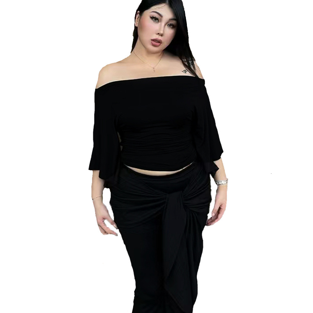 Large Size Womens Sexy Sweet and Spicy Fashion Set Autumn and Winter Spicy Girl Slim Fit and Slimming Two-piece Set