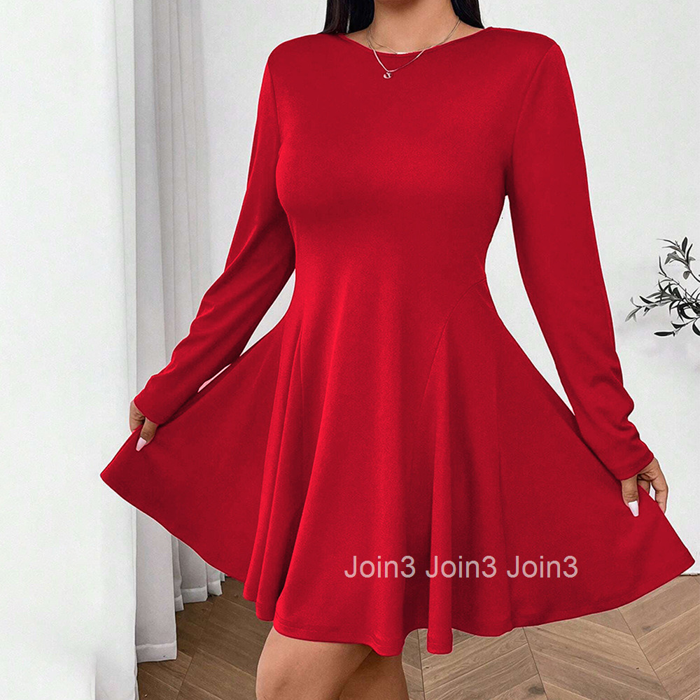 Large Size Womens Simple and Pure Red Dress Autumn and Winter High Waist Slim Fit Mid Length Skirt