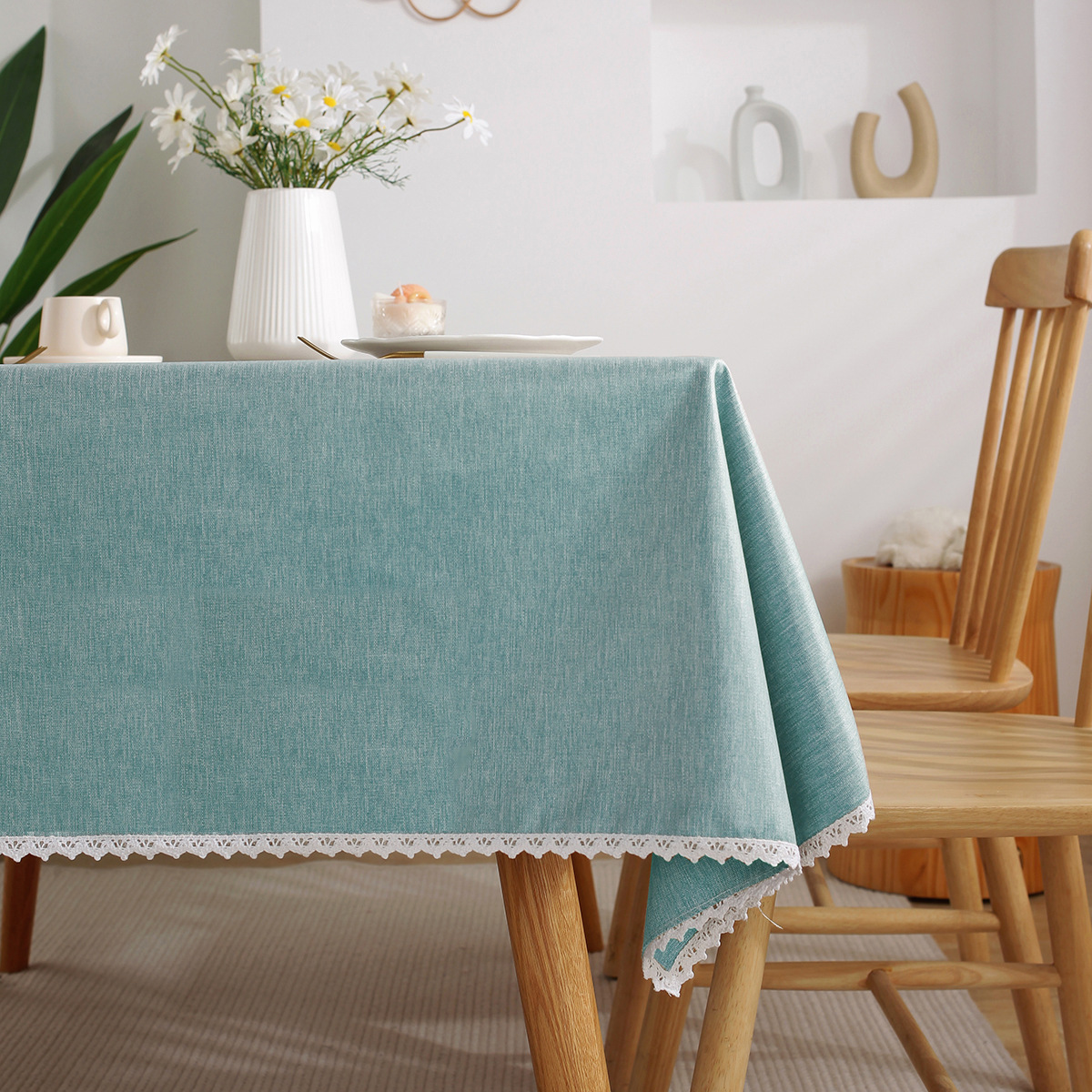 B395 cotton and linen tablecloth waterproof and oil-proof wash-free solid color tablecloth restaurant coffee table tablecloth spot wholesale