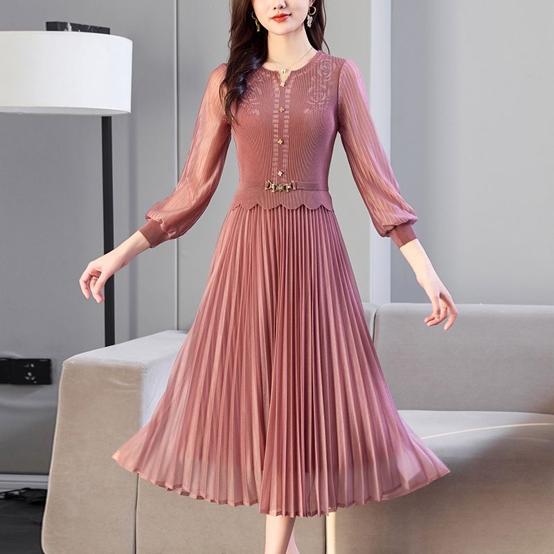 2025 Temperament New Large Size Women's Wear Waist Slimming Dress Fashion Medium Length Dress D02367