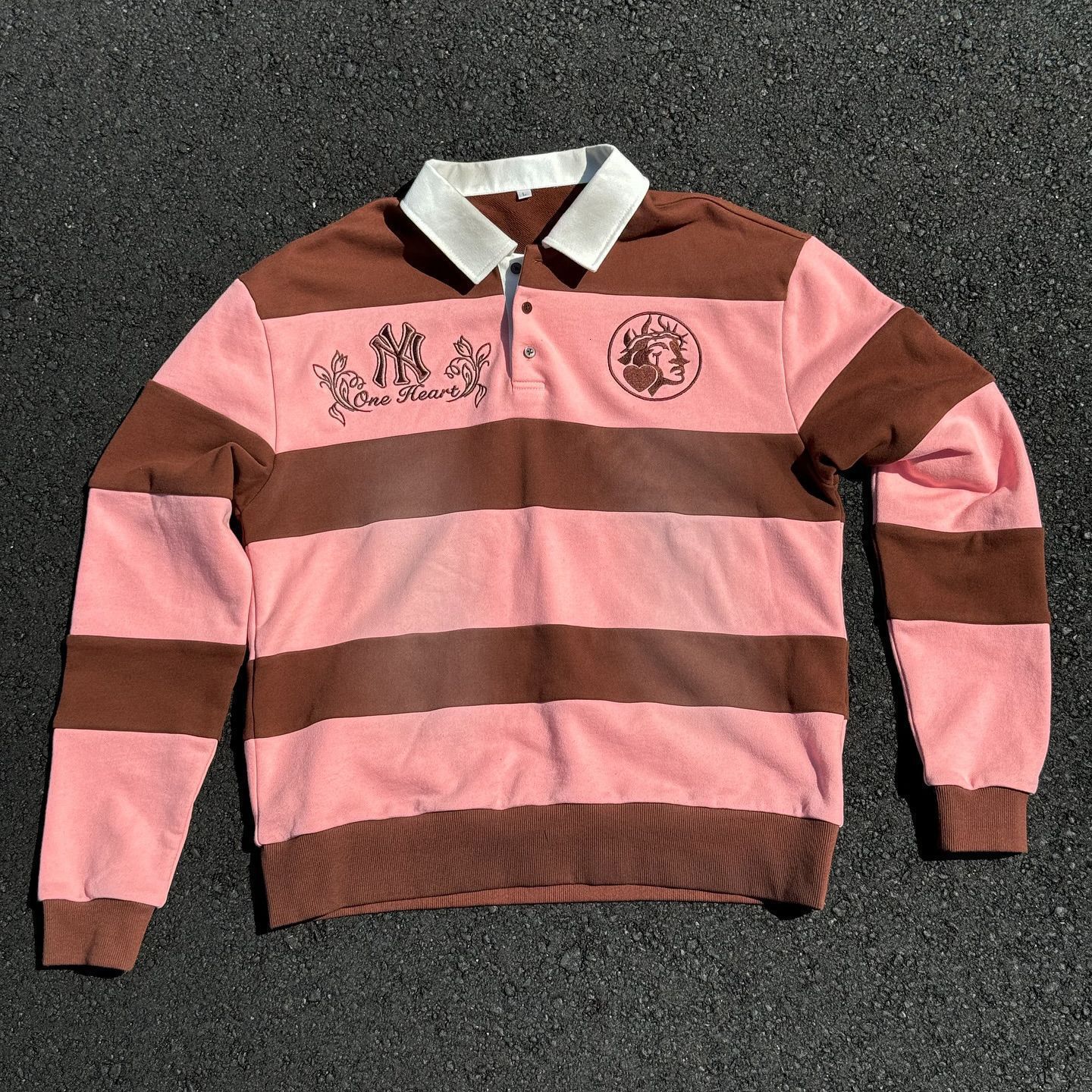 Street Fashion Cute Letters Dopamine Element Polo Shirt Mens Loose Sports Top Shopping Clothing Exterior Long Sleeves 250403